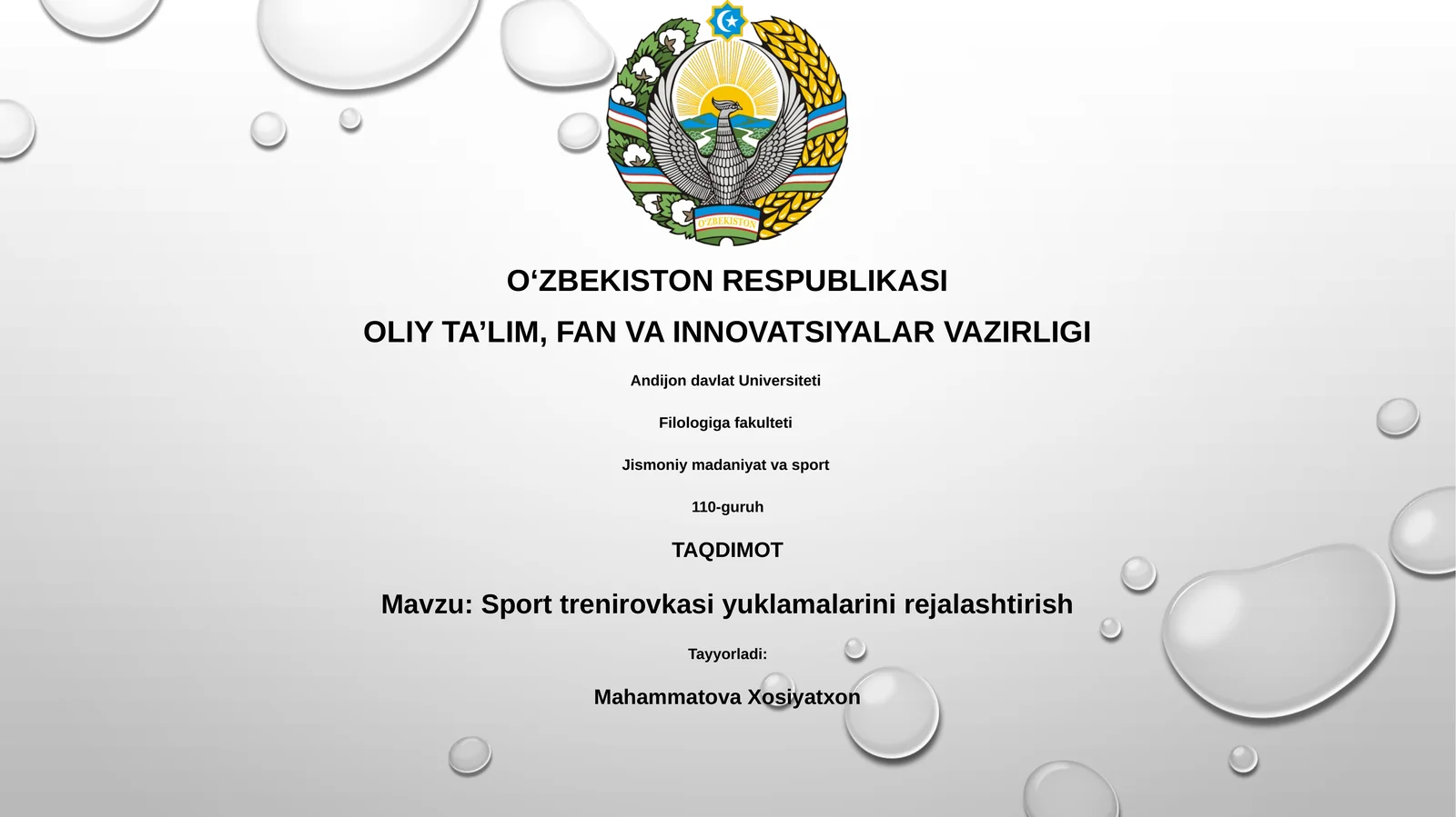 Sport trenirovkasi yuklamalarini rejalashtirish