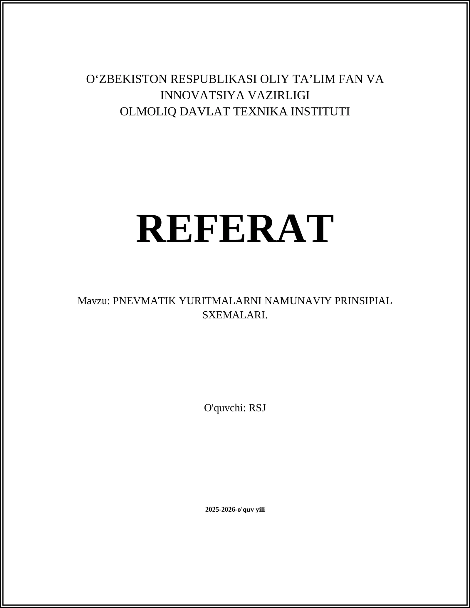 Pnevmatik Yuritmalarni Namunaviy Prinsipial Sxemalari