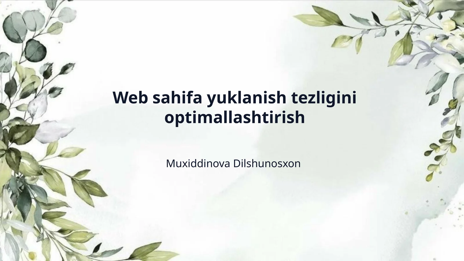 Web sahifa yuklanish tezligini optimallashtirish