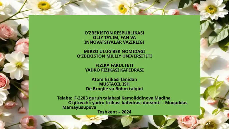 De Broyl-Bohm nazariyasi