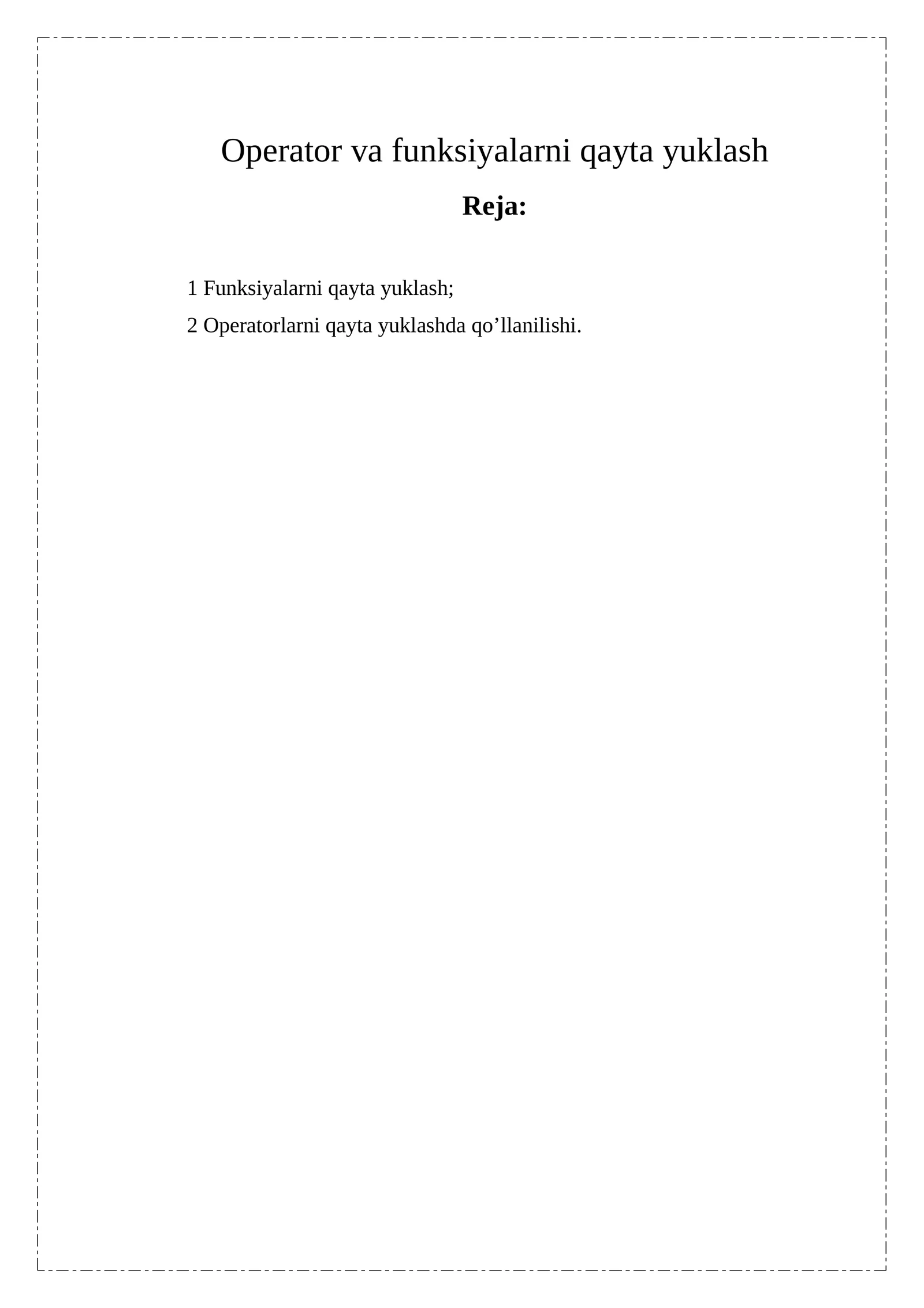 Funksiyalarni qayta yuklash