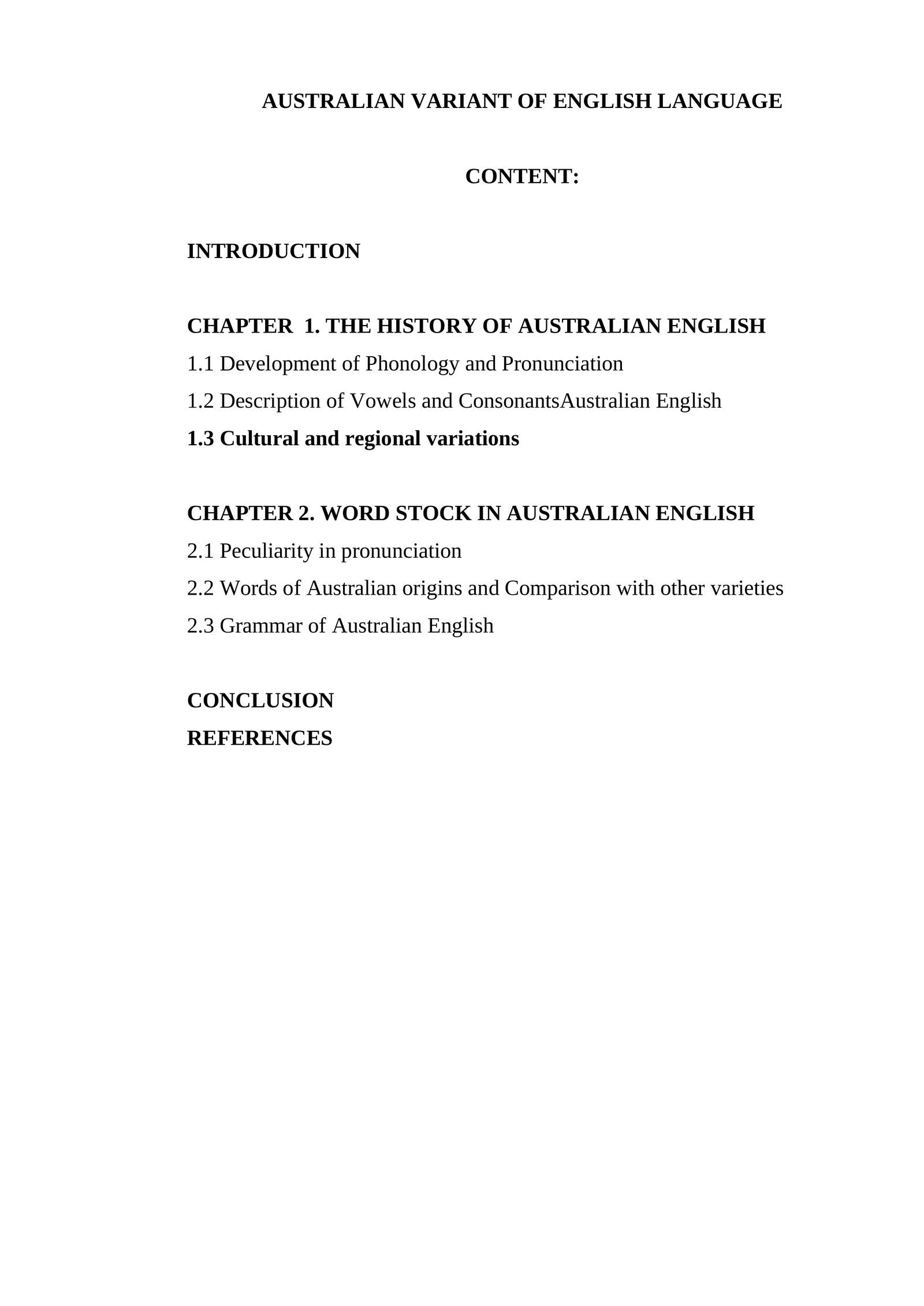 AUSTRALIAN VARIANT OF ENGLISH LANGUAGE