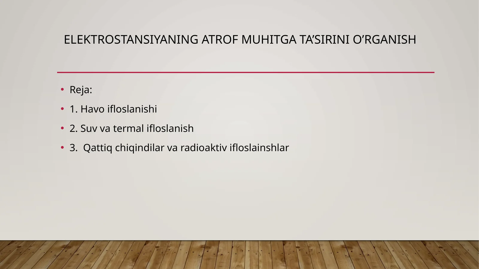 Elektrostansiyaning atrof muhitga ta’siri