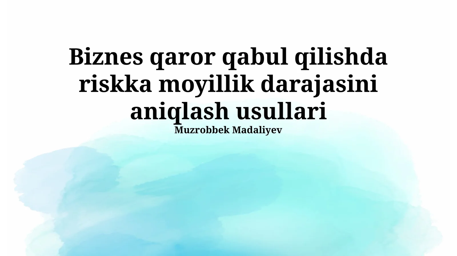 Xavfga moyillik darajasini aniqlash usullari