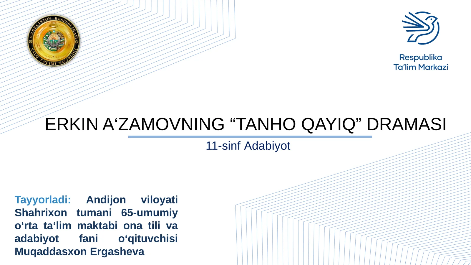 ERKIN A‘ZAMOVNING “TANHO QAYIQ” DRAMASI
