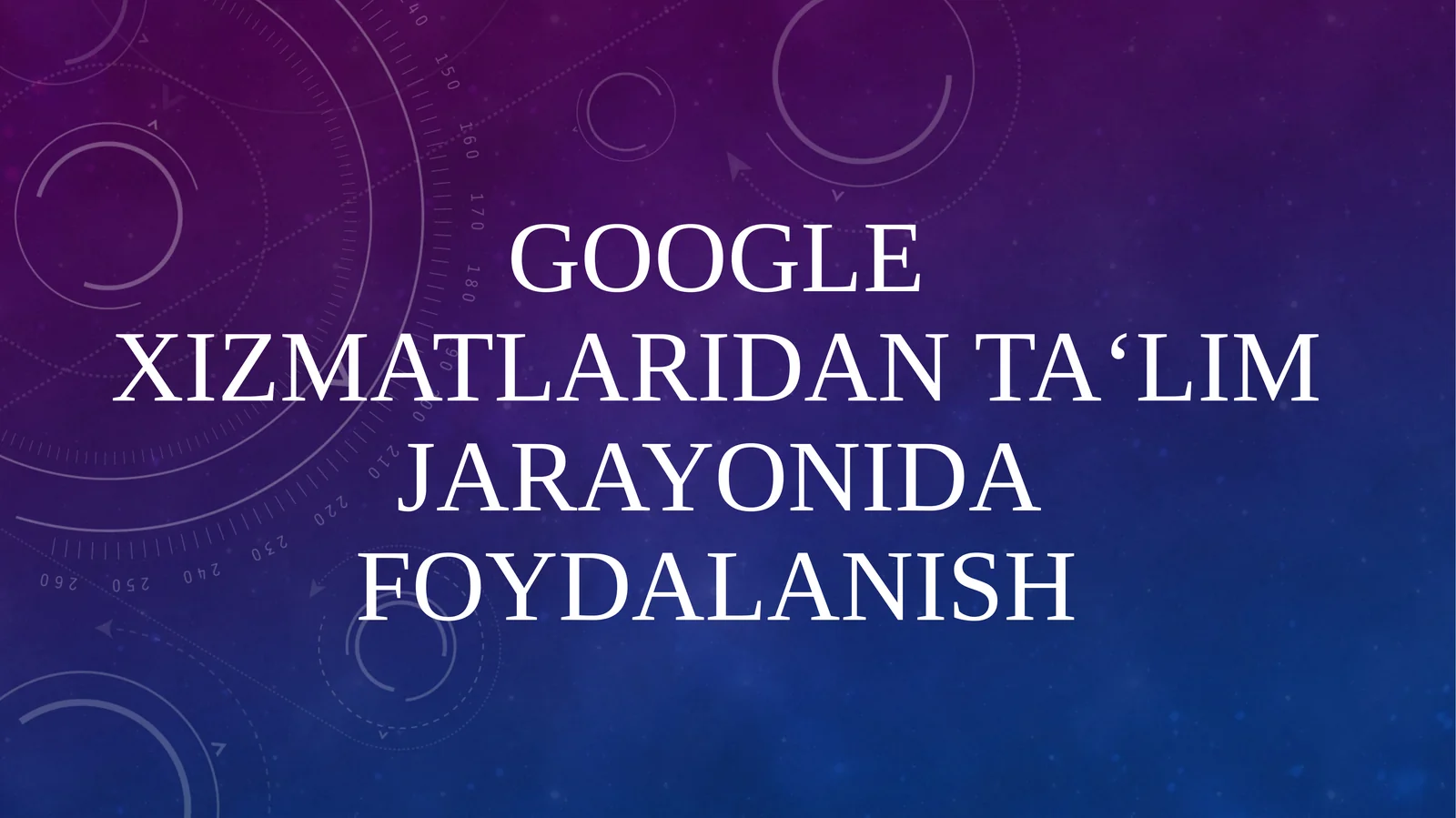 Google xizmatlaridantalim jarayonida foydalanish