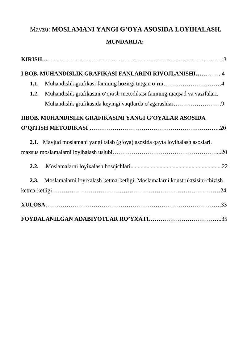 MOSLAMANI YANGI G’OYA ASOSIDA LOYIHALASH.