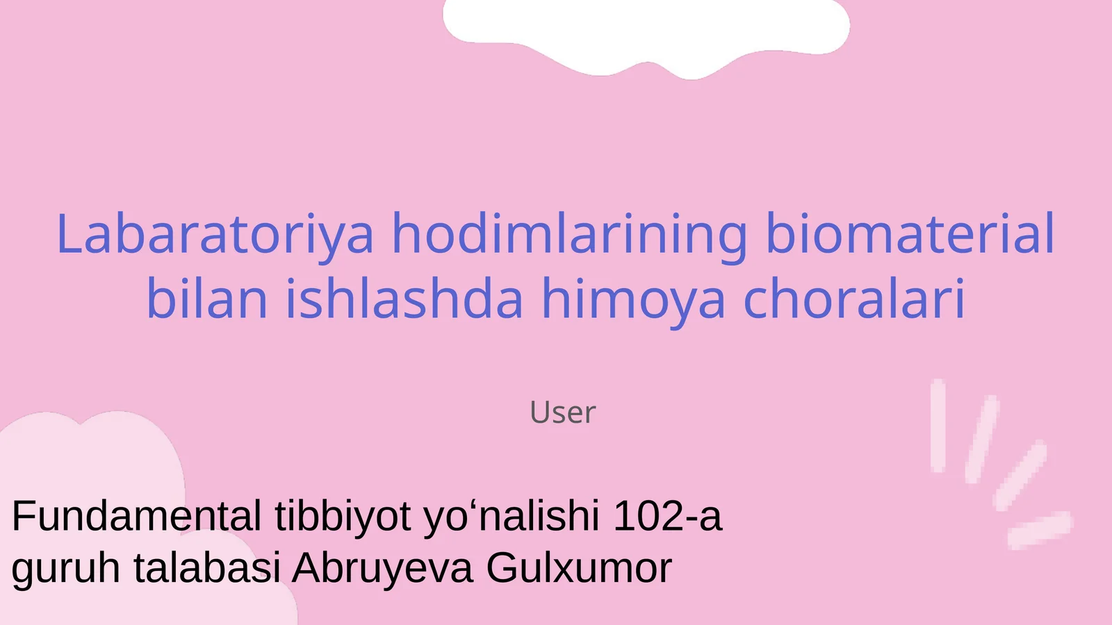 Labaratoriya hodimlarining biomaterial bilan ishlashda himoya choralari