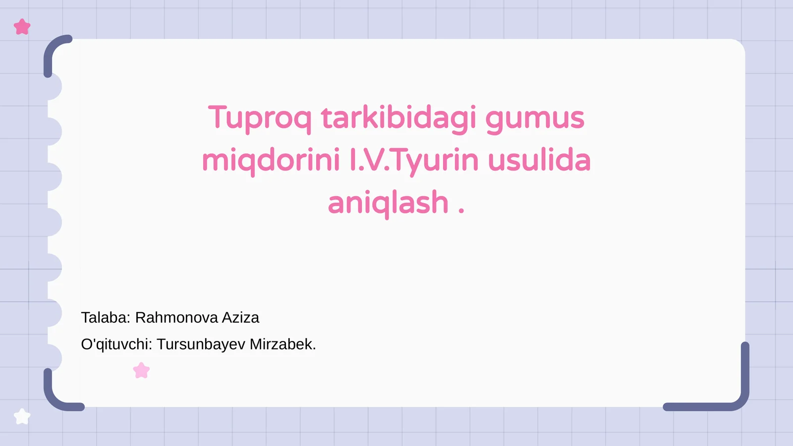 Tuproq tarkibidagi gumus miqdorini I.V.Tyurin usulida aniqlash