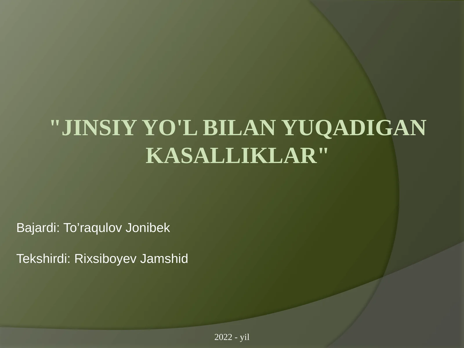 Jinsiy yo'l bilan yuqadigan kasalliklar.Xlamidiya