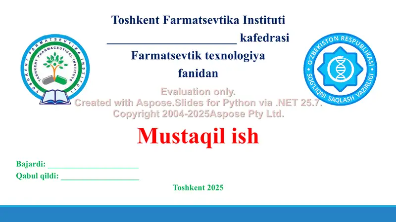 Stabilizator qo’shib tayyorlanadigan in’yeksion eritmalar tayyorlash. Taqdimot 16 bet.