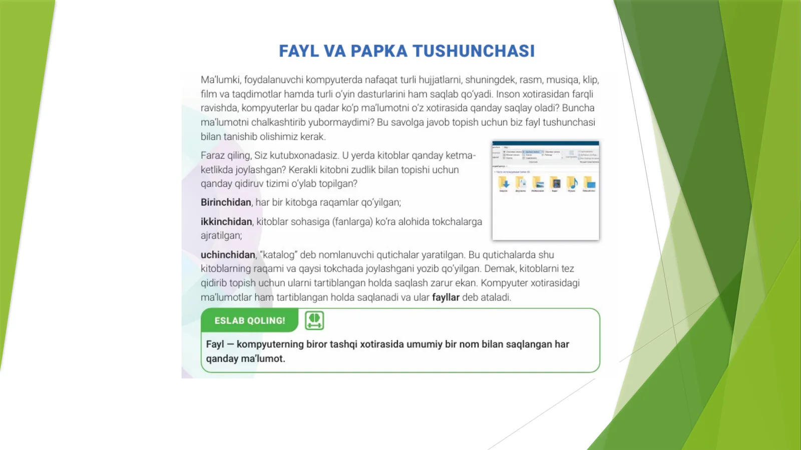 Papka va fayl bilan ishlash