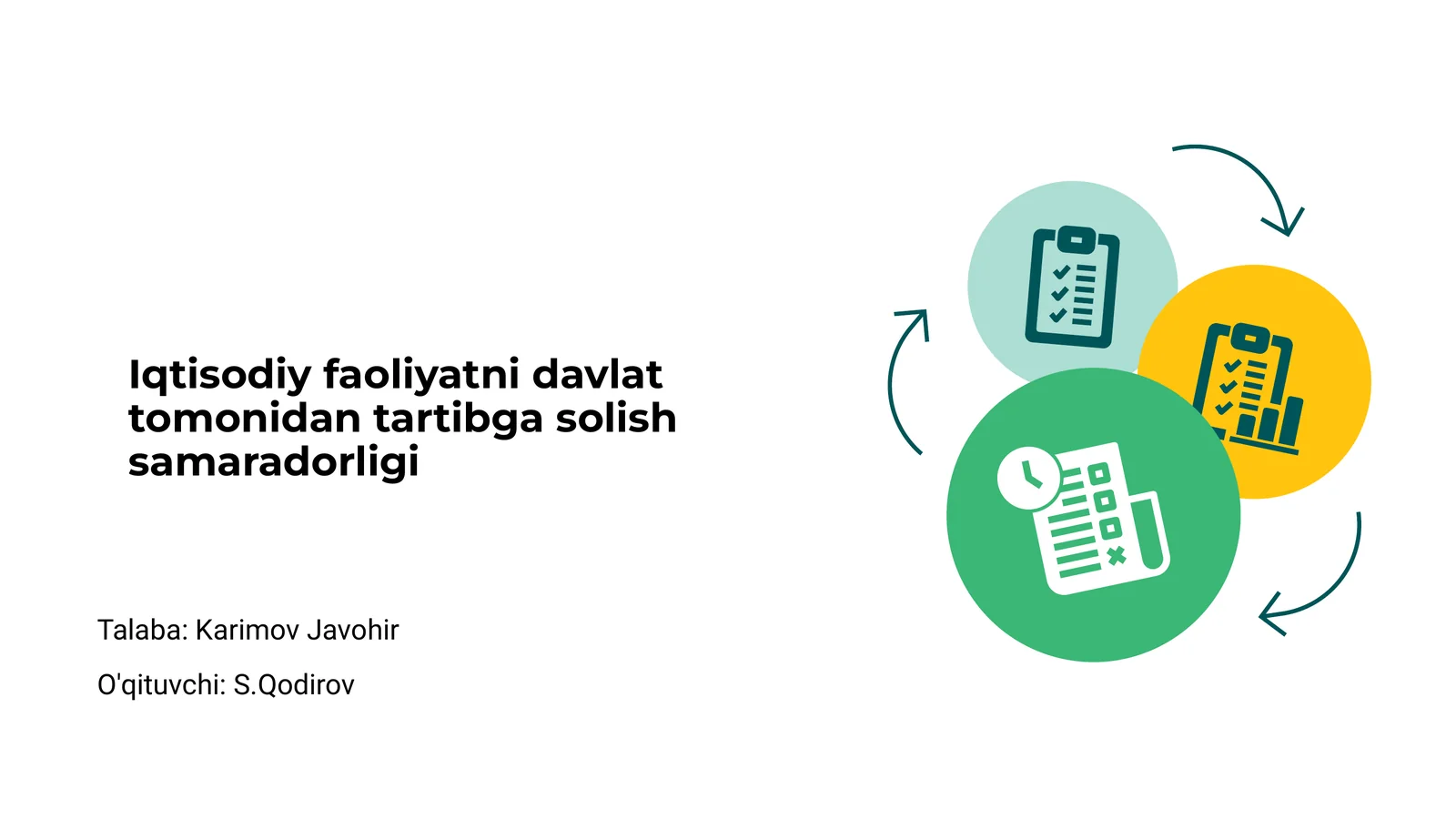 Iqtisodiy faoliyatni davlat tomonidan tartibga solish samaradorligi