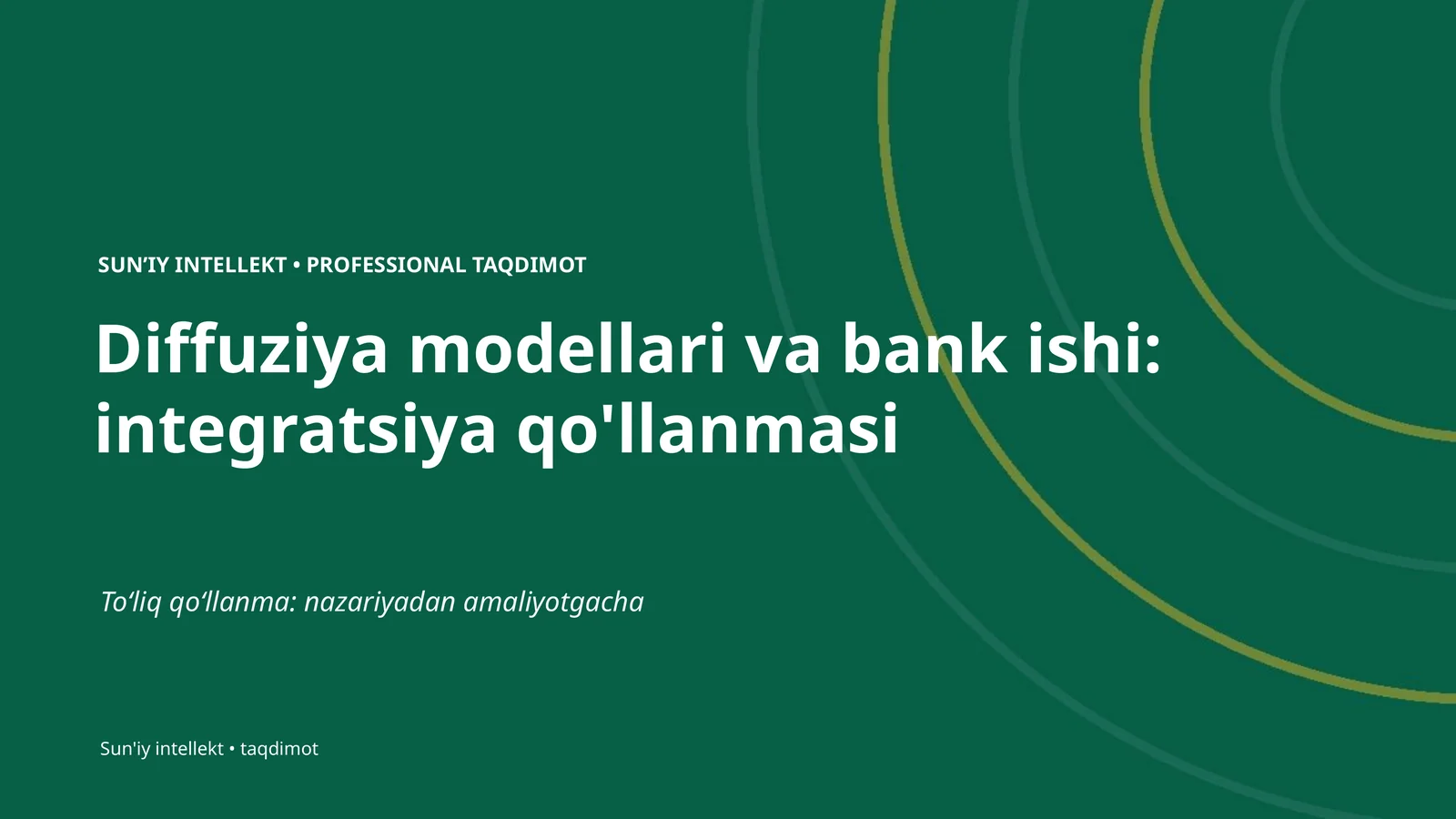 Diffuziya modellari va bank ishi: integratsiya qo'llanmasi