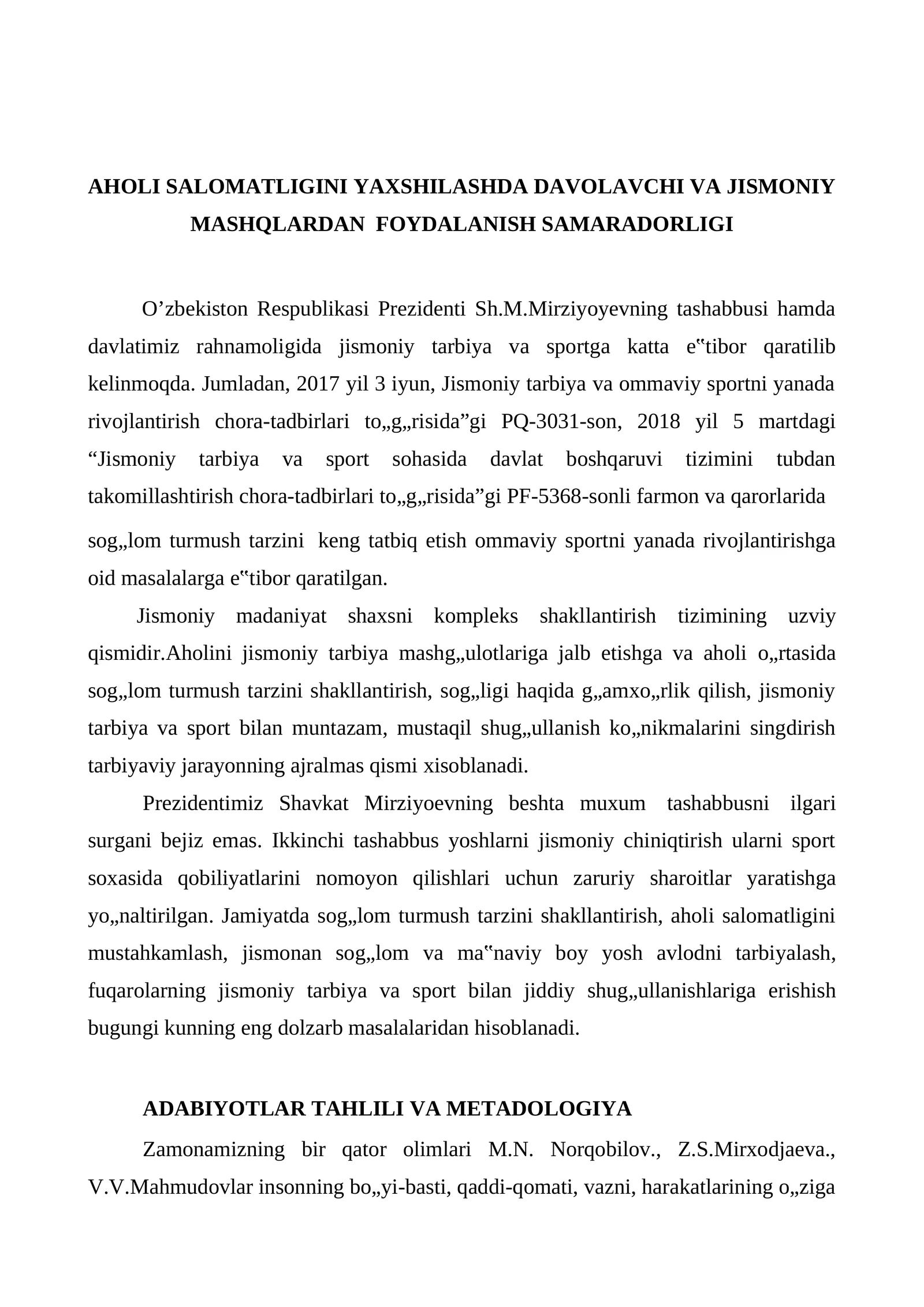 Jismoniy tarbiya va sport sohasida davlat boshqaruvi tizimini tubdan takomillashtirish chora-tadbirlari