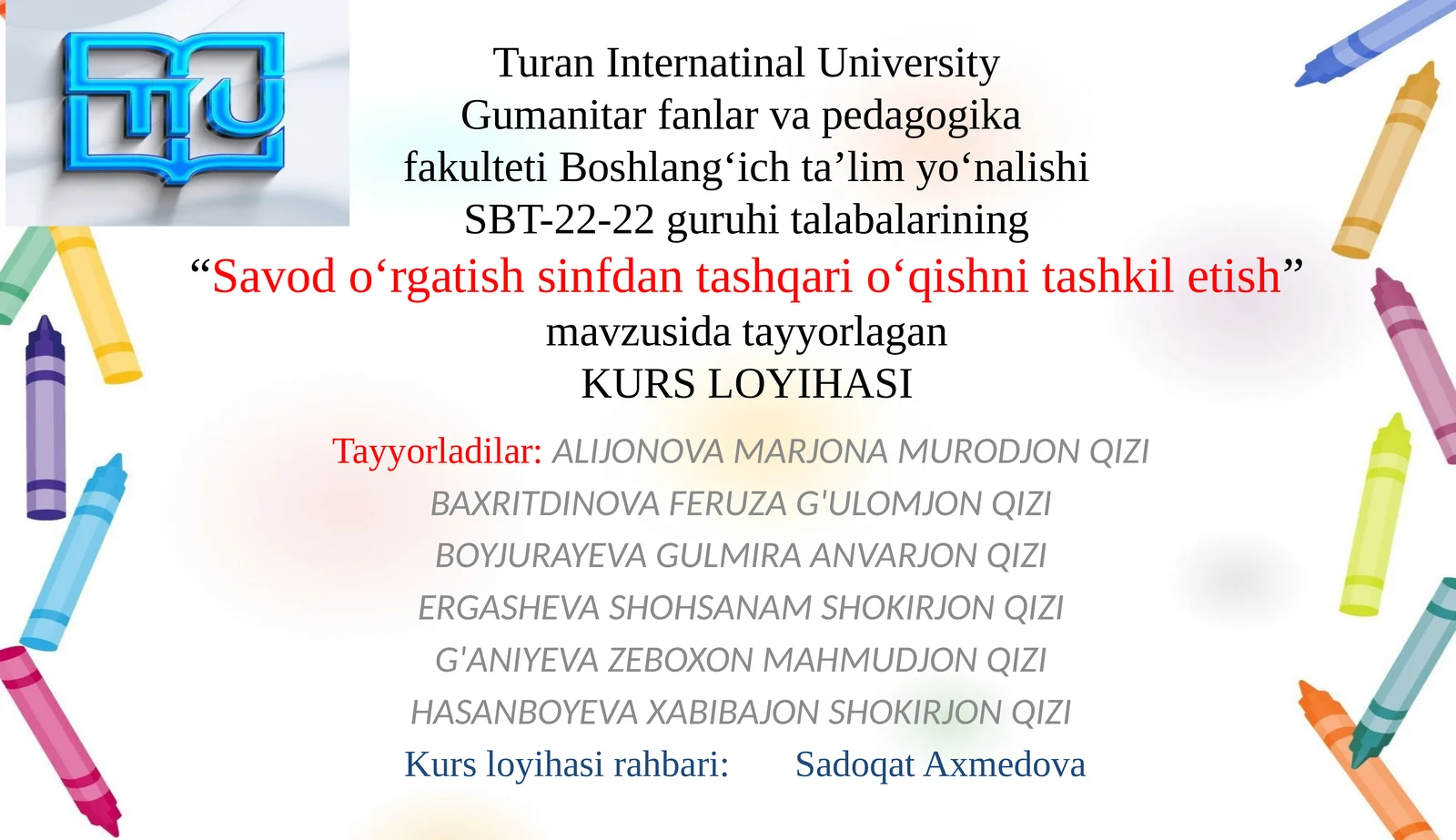 Savodo‘rgatishsinfdantashqario‘qishnitashkiletish