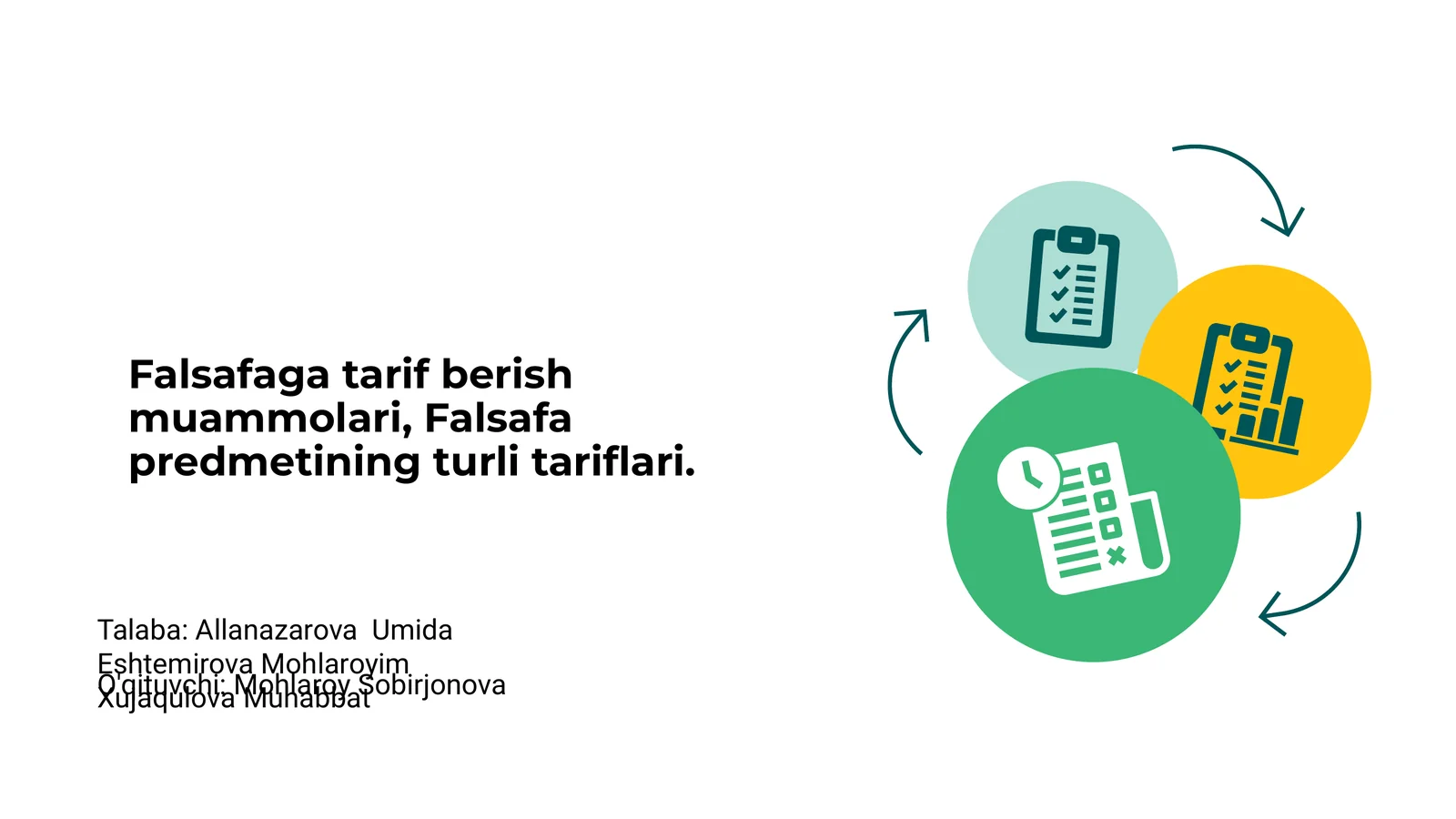 Falsafaga tarif berish muammolari