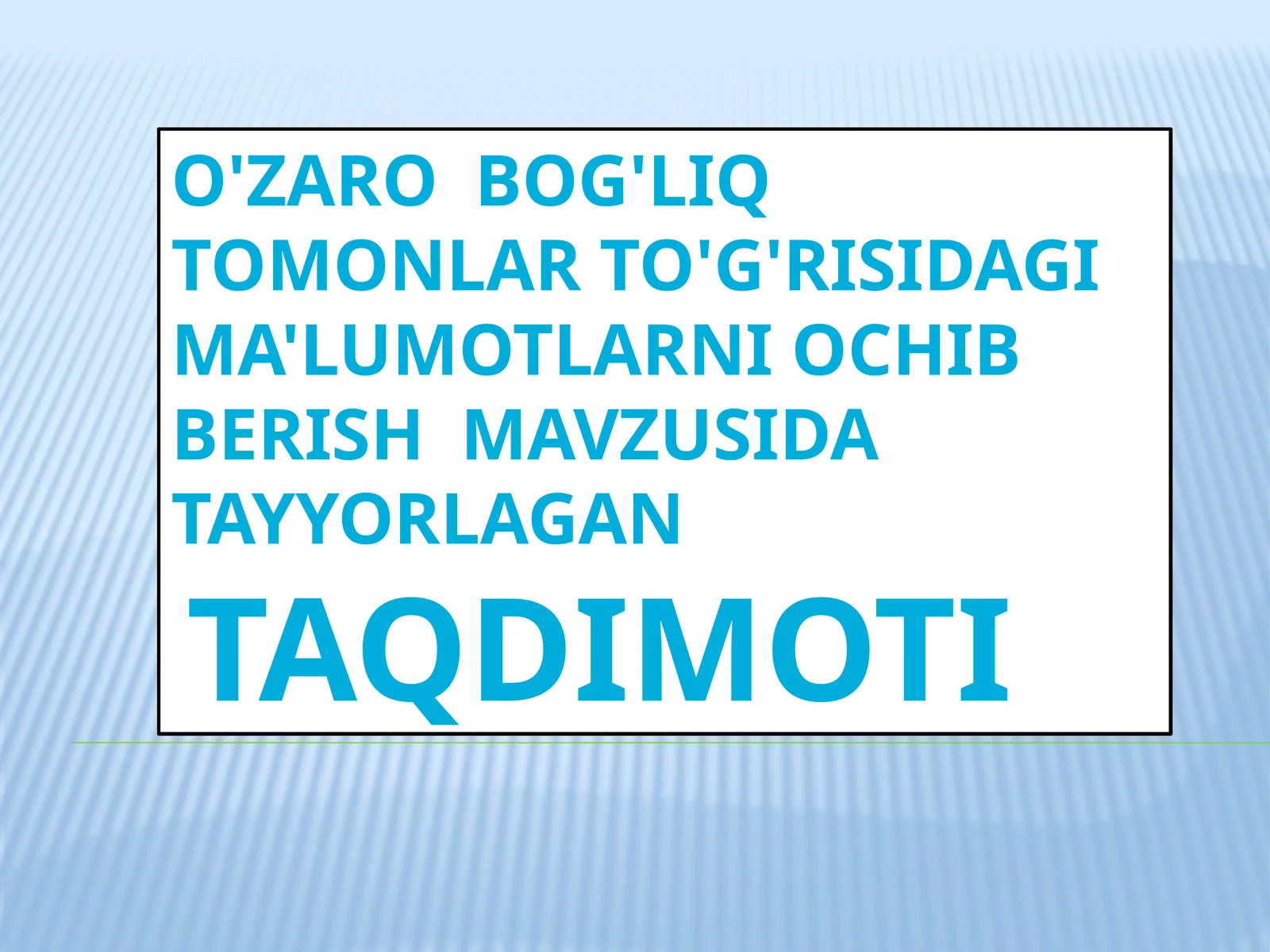 O'zaro bog'liq tomonlar to'g'risidagi ma'lumotlarni ochib berish