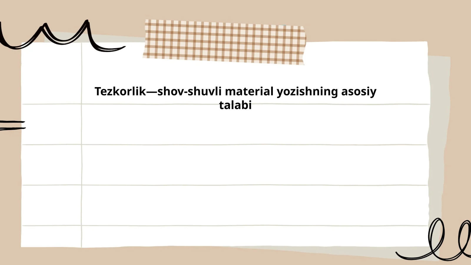Tezkorlik—shov-shuvli material yozishning asosiy talabi