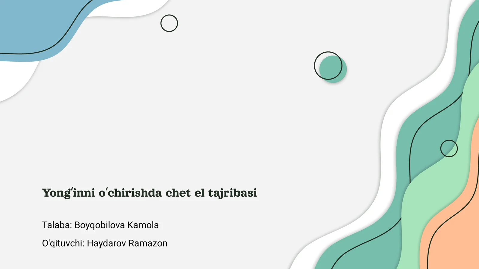 Yongʻinni oʻchirishda chet el tajribasi