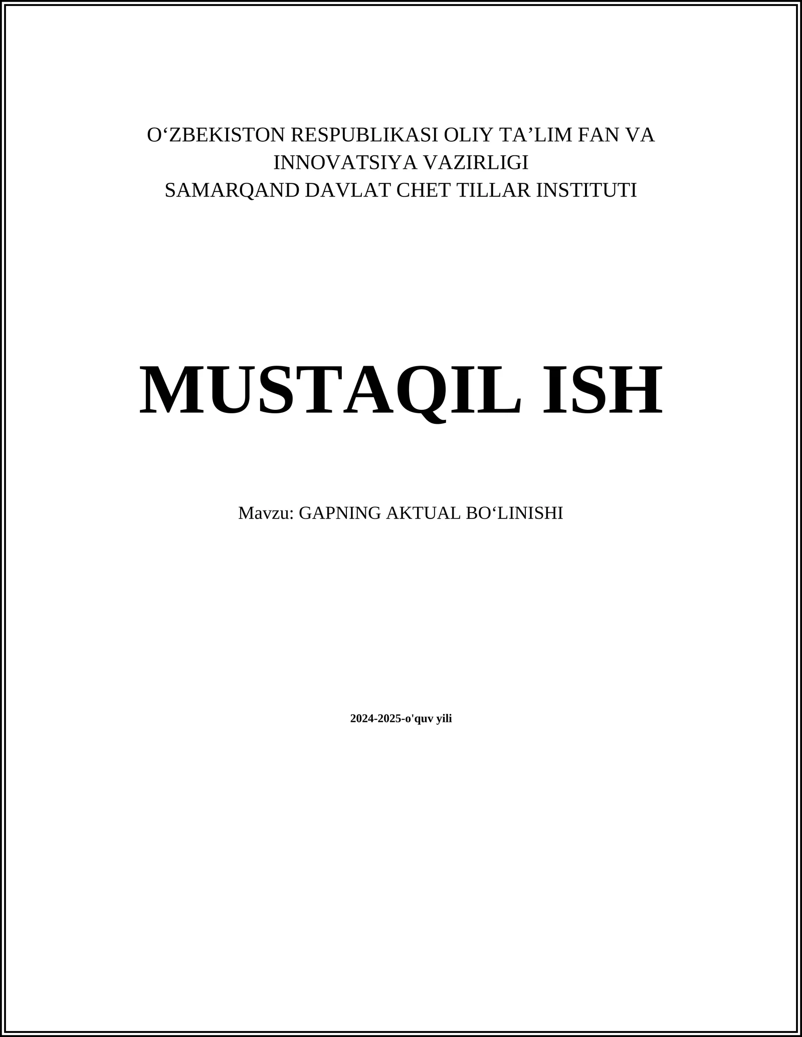 GAPNING AKTUAL BOʻLINISHI