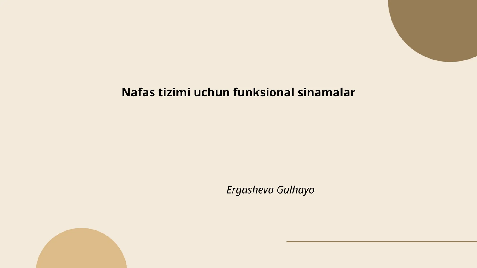 Nafas tizimi uchun funksional sinamalar