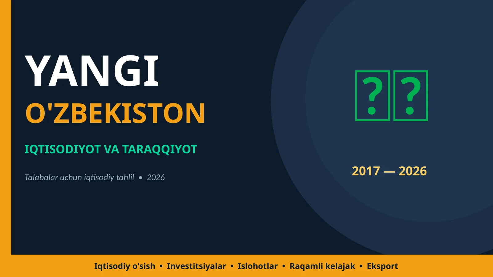 YANGI O'ZBEKISTON IQTISODIYOT VA TARAQQIYOT