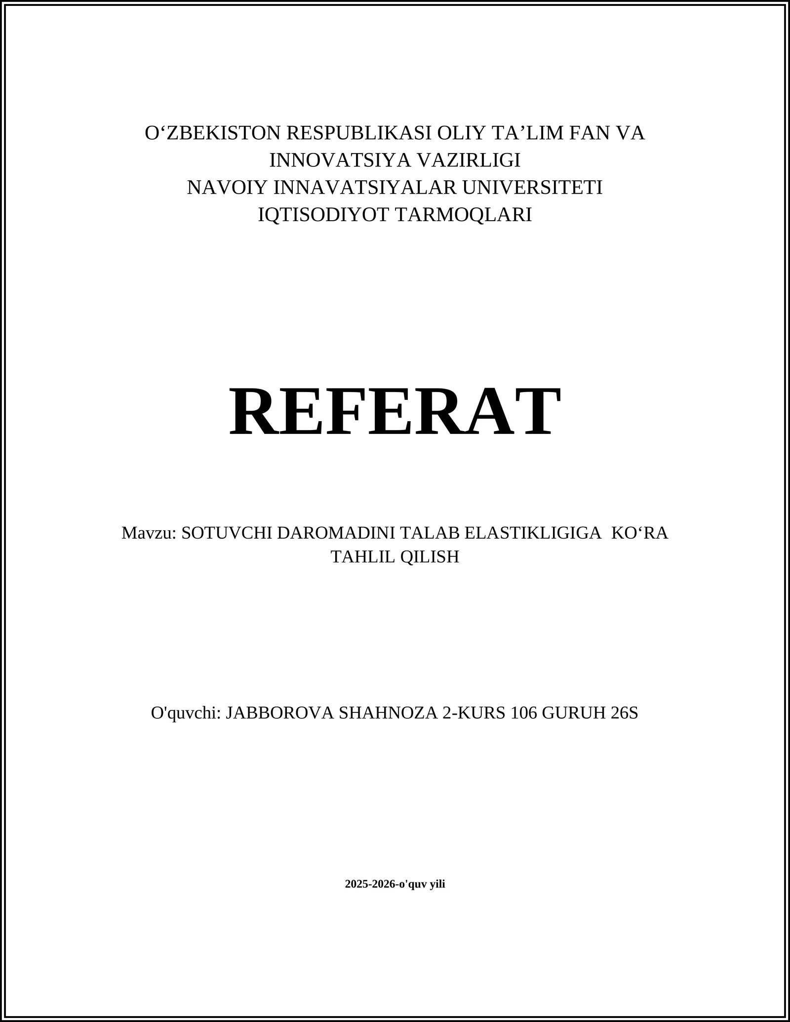 Talab Elastikligi Tushunchasi va Sotuvchi Daromadi O‘rtasidagi Bog‘liqlik