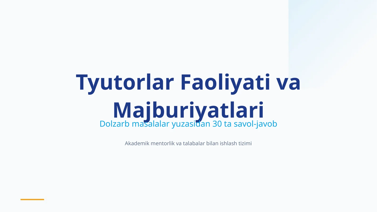 Tyutorlar Faoliyati va Majburiyatlari