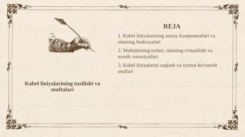Kabel liniyalarining tuzilishi va muftalari
