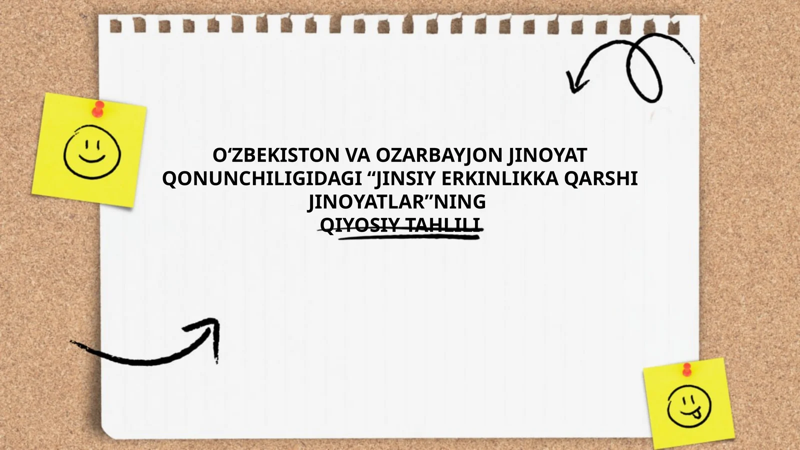O‘ZBEKISTON VA OZARBAYJON JINOYAT QONUNCHILIGIDAGI “JINSIY ERKINLIKKA QARSHI JINOYATLAR”NING QIYOSIY TAHLILI