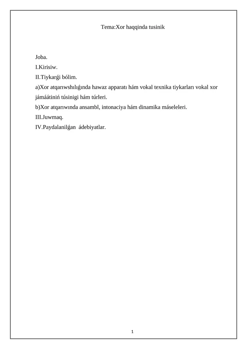 Xor haqqinda tusinik Joba