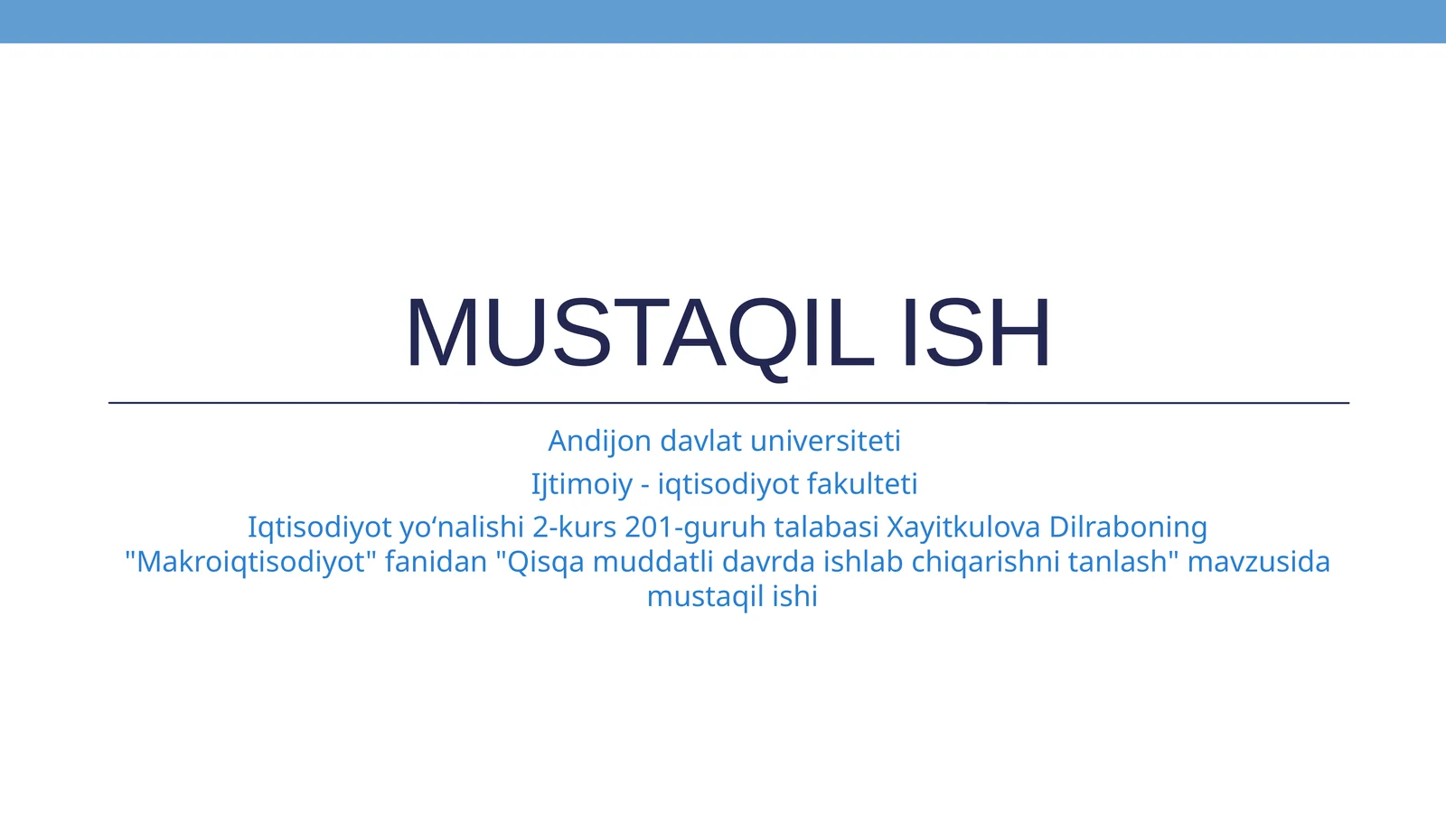 Qisqamuddatli davrda ishlab chiqarishni tanlash