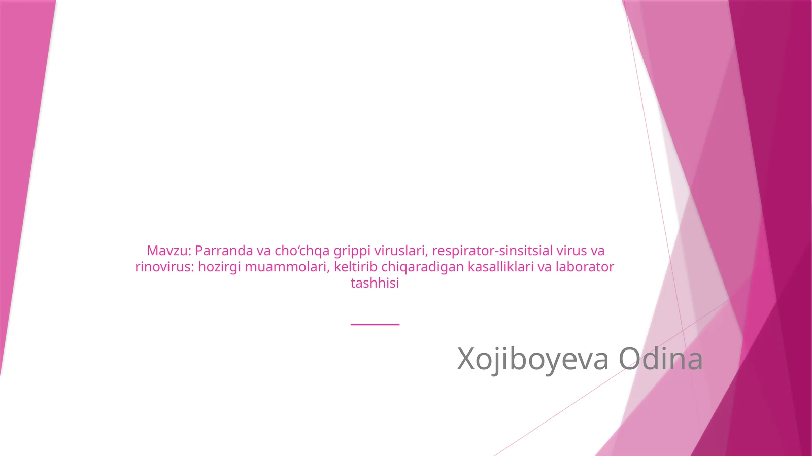 Parrandavacho‘chqagrippiviruslari, respirator-sinsitsialvirusvarinovirus:hozirgimuammolari,keltiribchiqaradigankasalliklarivalaboratortashhisi