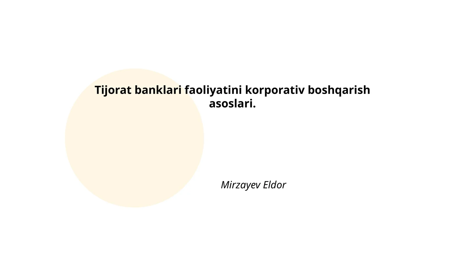 Tijorat banklari faoliyatini korporativ boshqarish asoslari