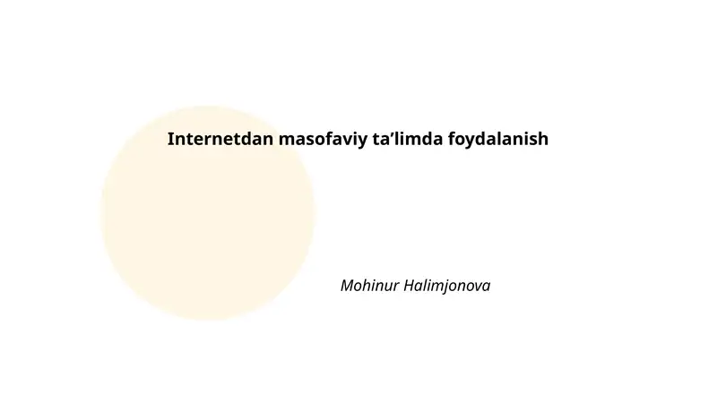 Internetdan masofaviy ta'limda foydalanish