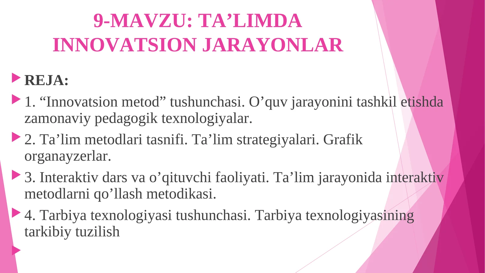 TA’LIMDA INNOVATSION JARAYONLAR