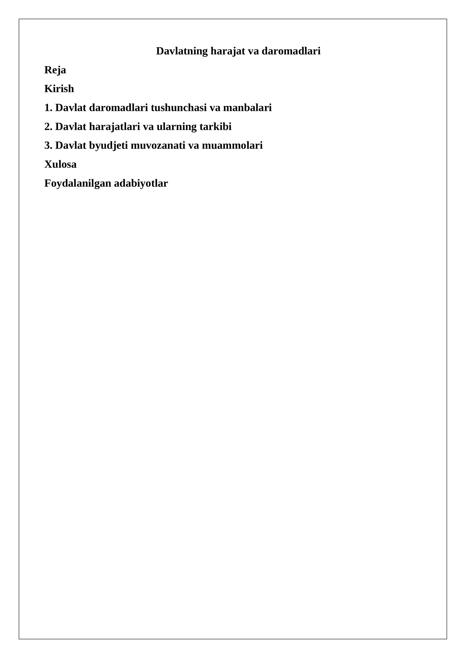 Davlatning harajat va daromadlari
