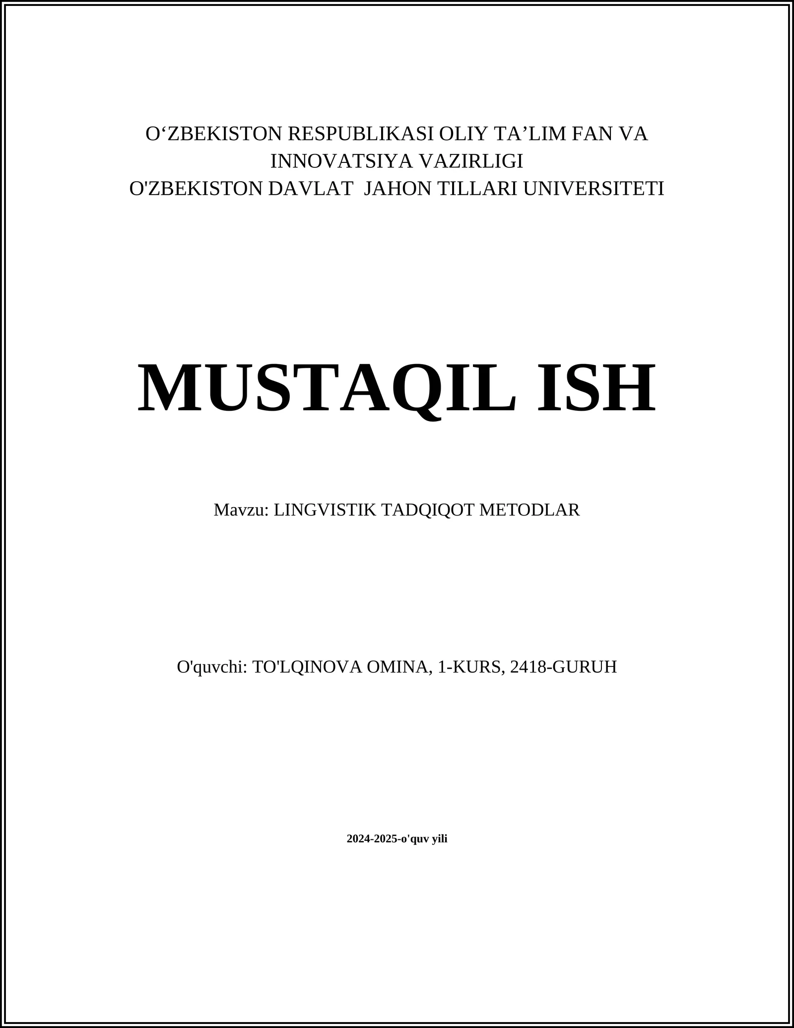 LINGVISTIK TADQIQOT METODLAR