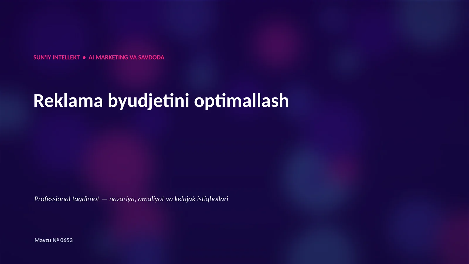 SUN'IY INTELLEKT • AI MARKETING VA SAVDODA