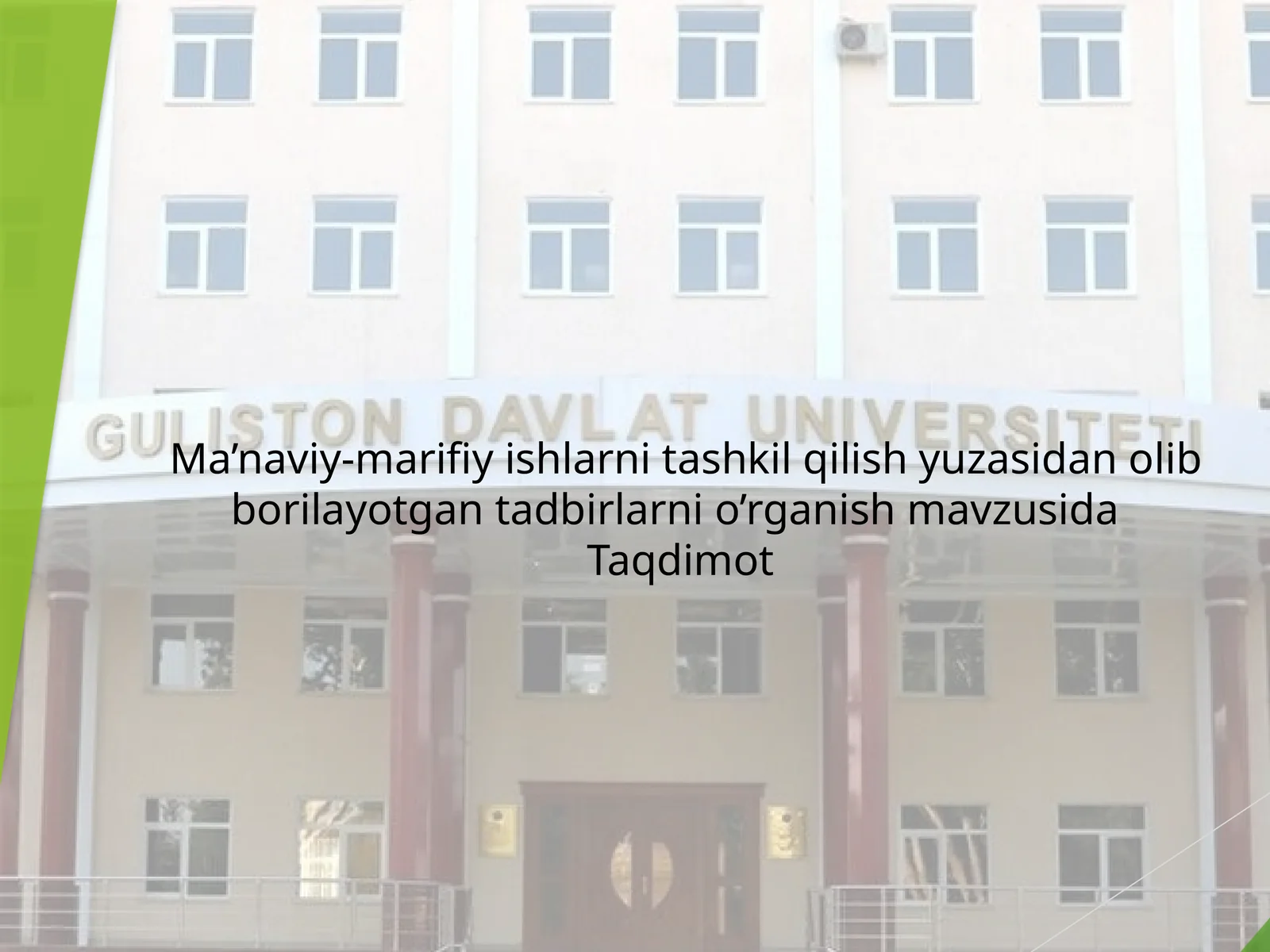 Ma’naviy-marifiyishlarni tashkil qilish yuzasidan olib borilayotgan tadbirlarni o’rganish