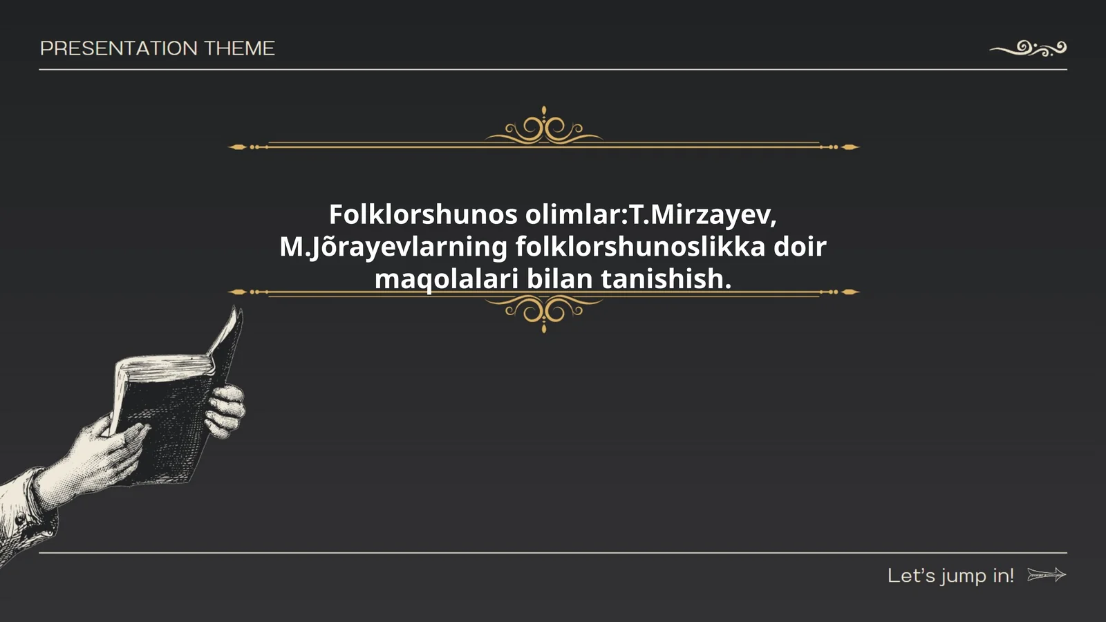Reja: T.Mirzayev, M.Jõrayev Folklorshunoslik Maqolalari