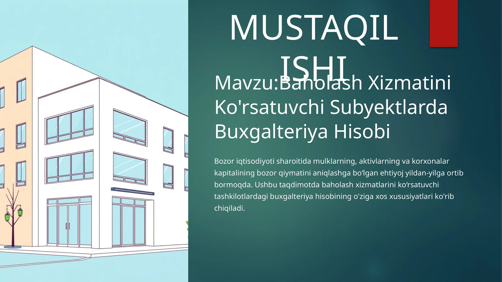 Baholash Xizmatini Ko'rsatuvchi Subyektlarda Buxgalteriya Hisobi