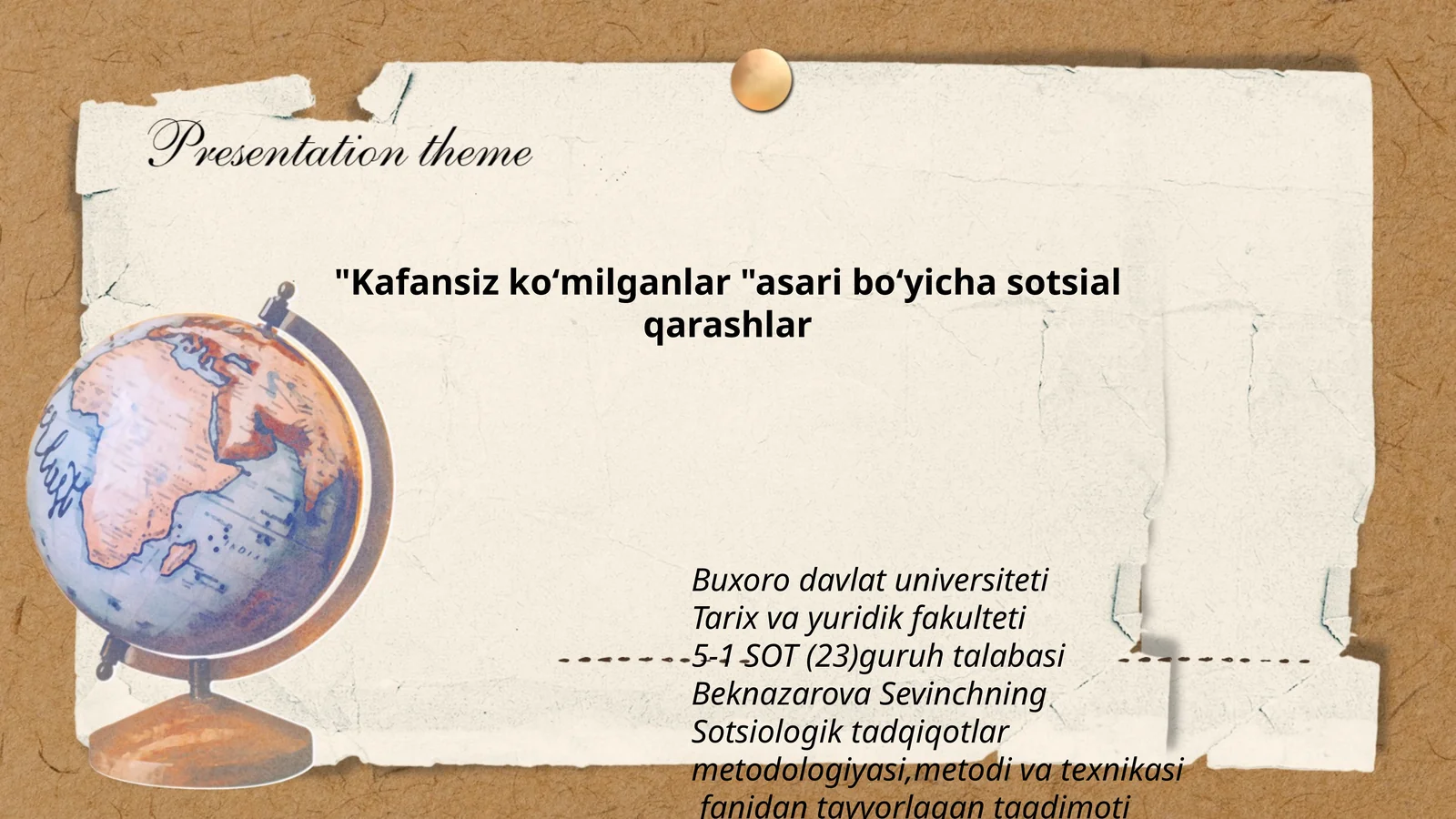 Kafansiz koʻmilganlar "asari boʻyicha sotsial qarashlar