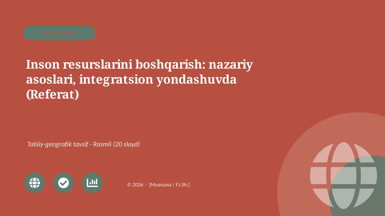Inson resurslarini boshqarish: nazariy asoslari, integratsion yondashuvda (Referat)