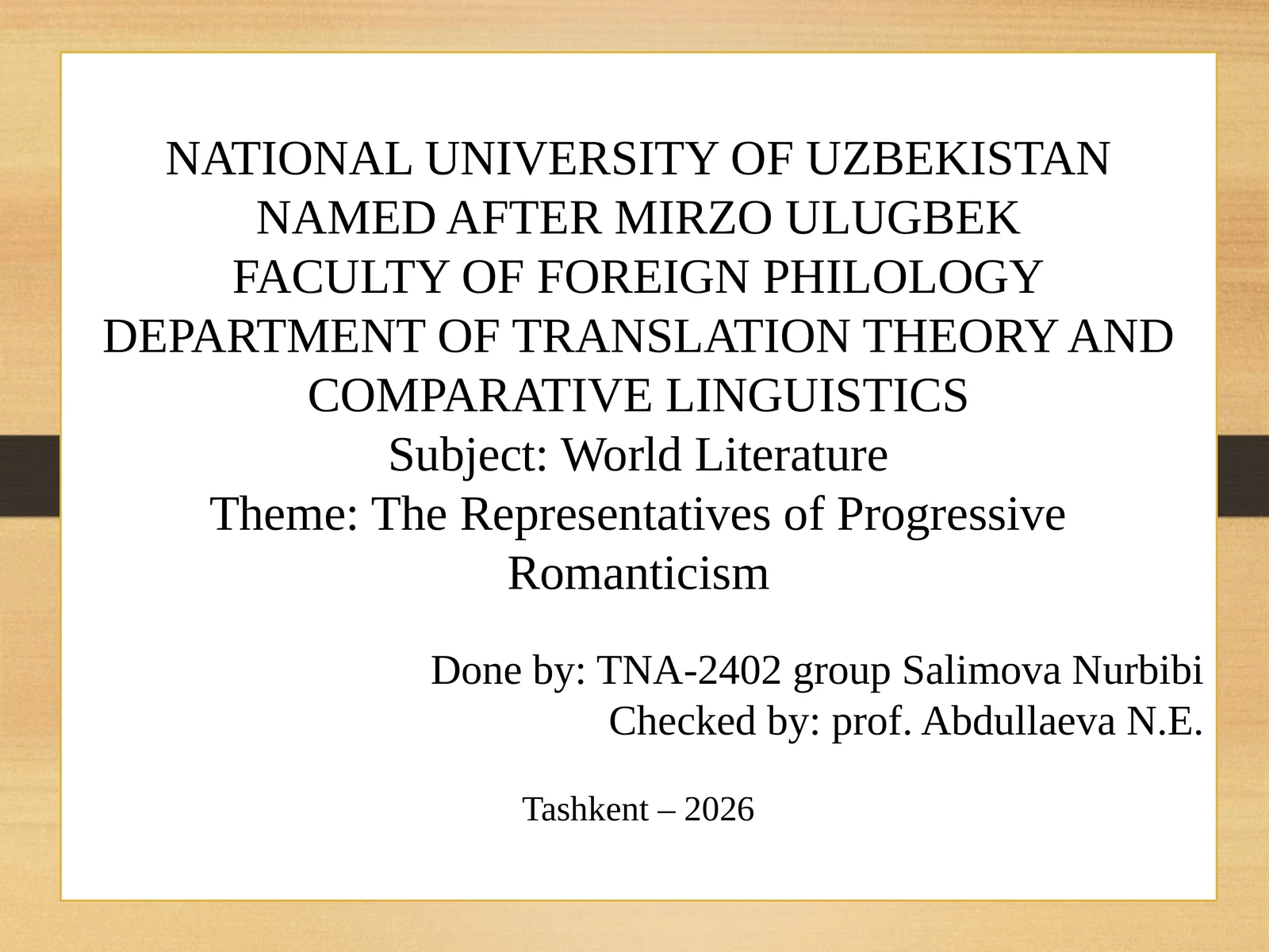 The Representatives of Progressive Romanticism