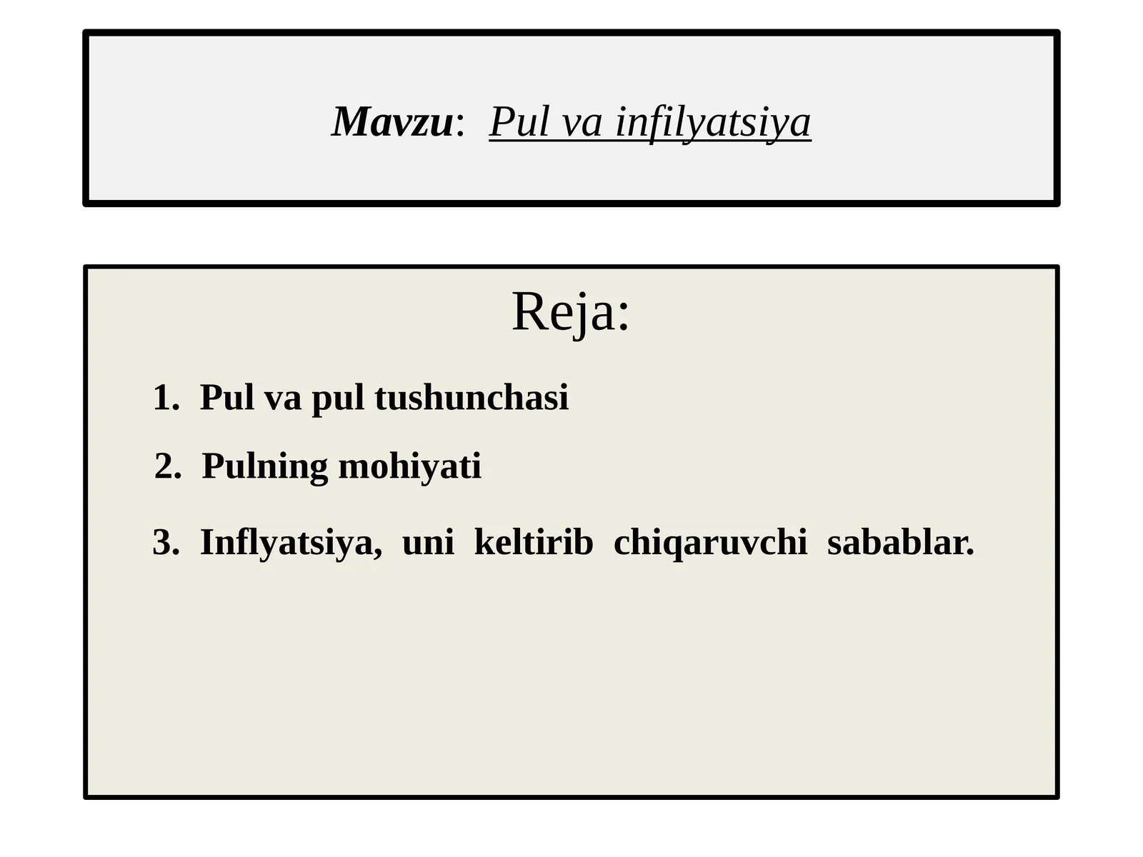 Pul va Pul Tushunchasi