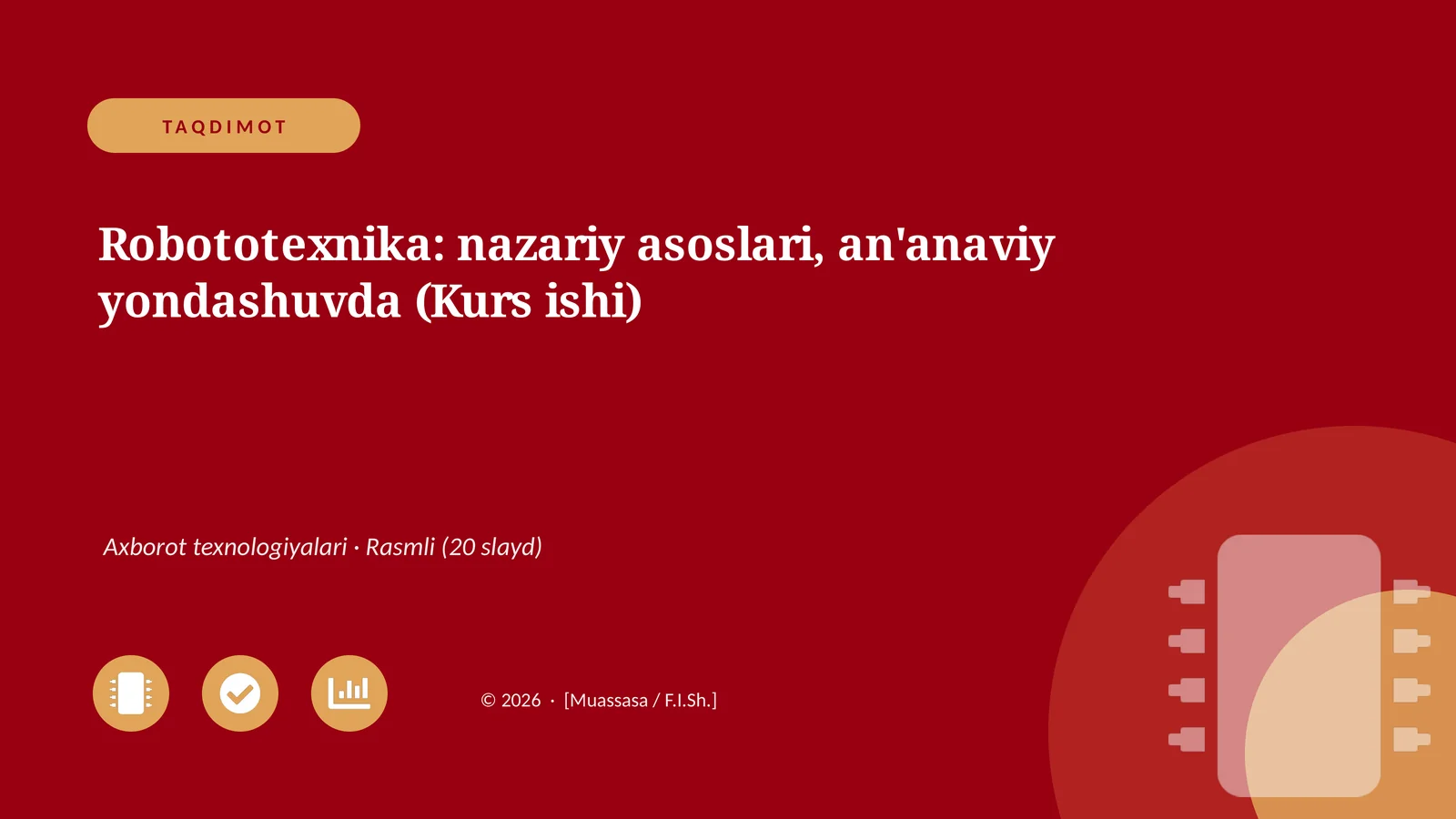 Robototexnika: nazariy asoslari, an'anaviy yondashuvda