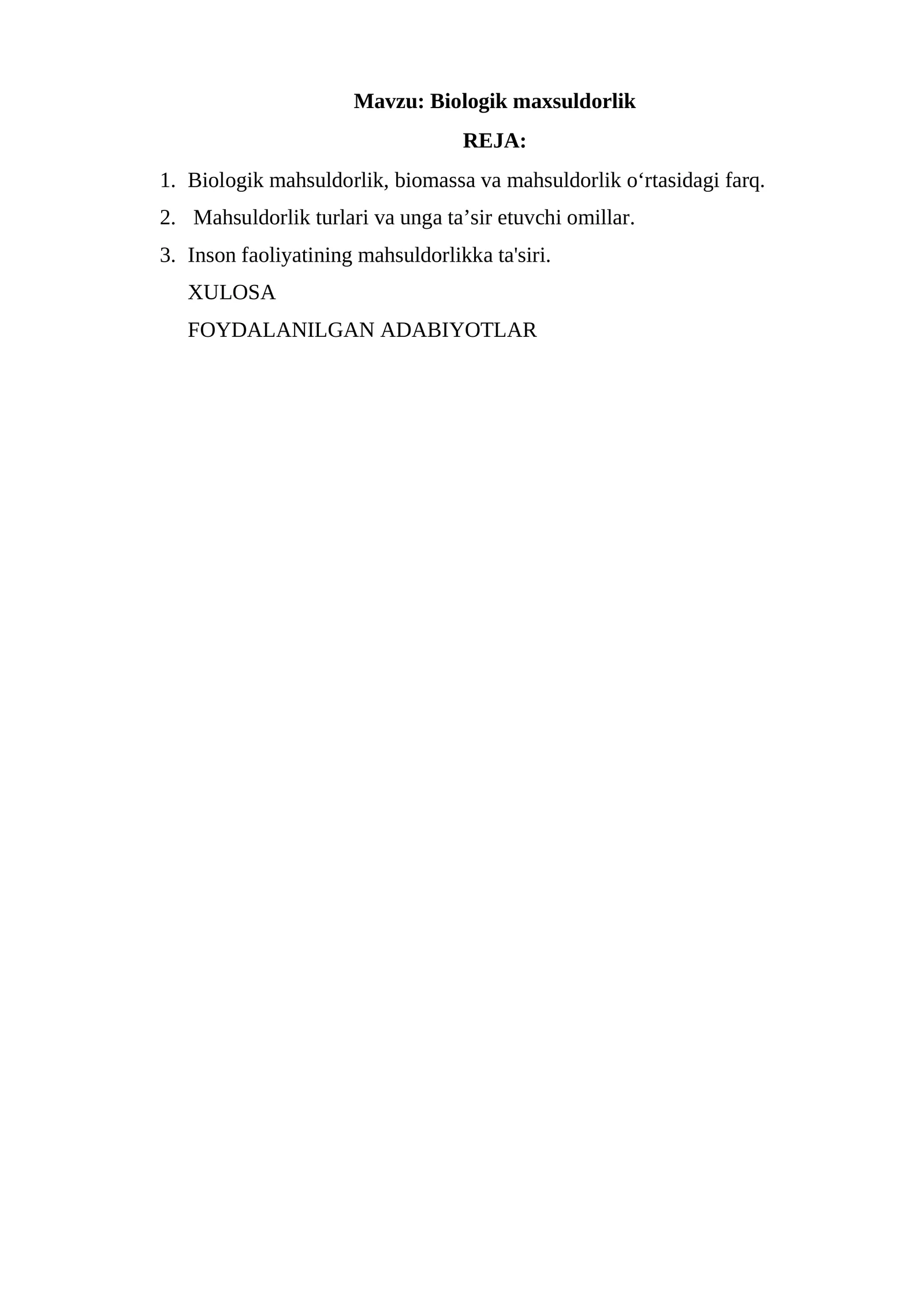Biologik maxsuldorlik