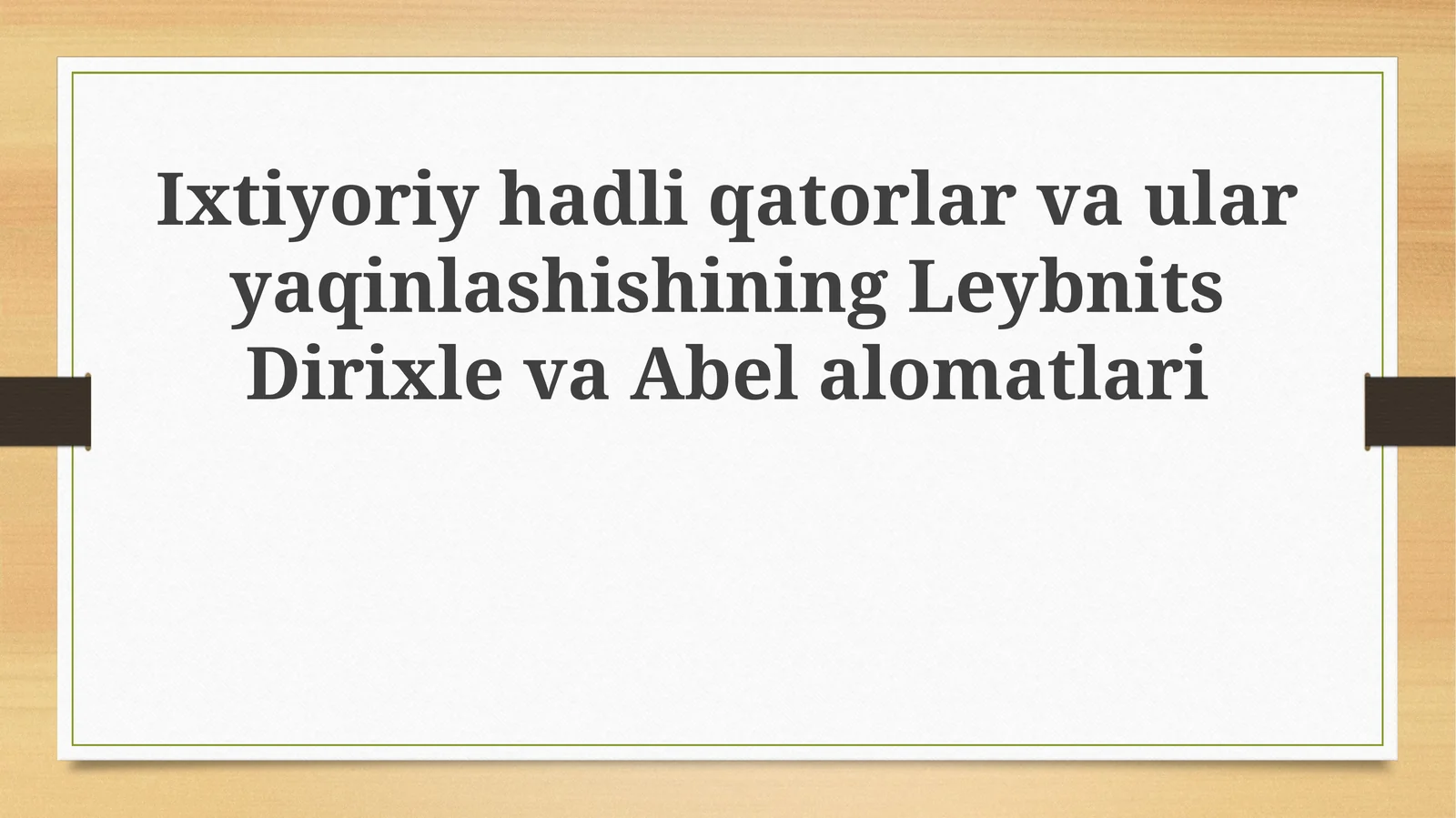 Muqobil Qatorlar va Ularning Yig'ilish Mezonlari
